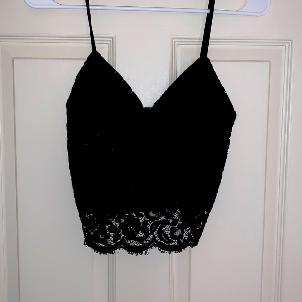 Black Lace Cropped Top